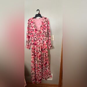 Floral Pink Long Sleeve Dress
